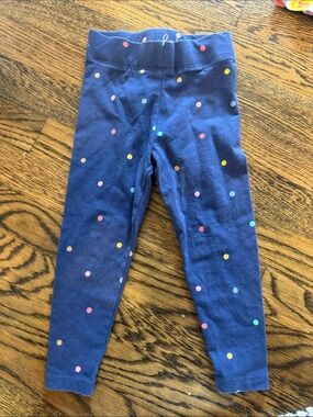 Mini Boden Navy Leggings with Multi-Color Polka Dots